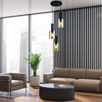 Wisząca LAMPA loftowa SARDO PND-5581-3A-BK+SG Italux skandynawska OPRAWA szklany ZWIS tuby kaskada przydymiona czarna