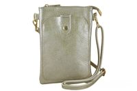 Mini torebka / etui ze skóry metalizowanej - Złota