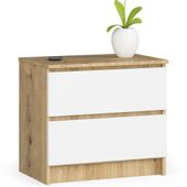 Szafka nocna K 60 cm 2 szuflady - dąb artisan-biała