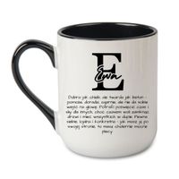 KUBEK Z IMIENIEM "EWA" Wzór - Elegant Coffee Czarny 330 ml