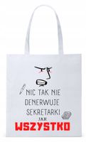 Dla Sekretarki Na Prezent Torba Eco Biała Shopper Z Nadrukiem Ze Zdjęciem