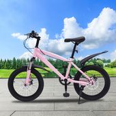 Pinkes Kinderfahrrad , Mountainbike mit Tasche, Pumpe, Licht, 18 Zoll