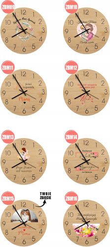 Bambusowy ZEGAR ścienny nadruk UV do biura AUTO SERWIS + nazwa firmy na Arena.pl