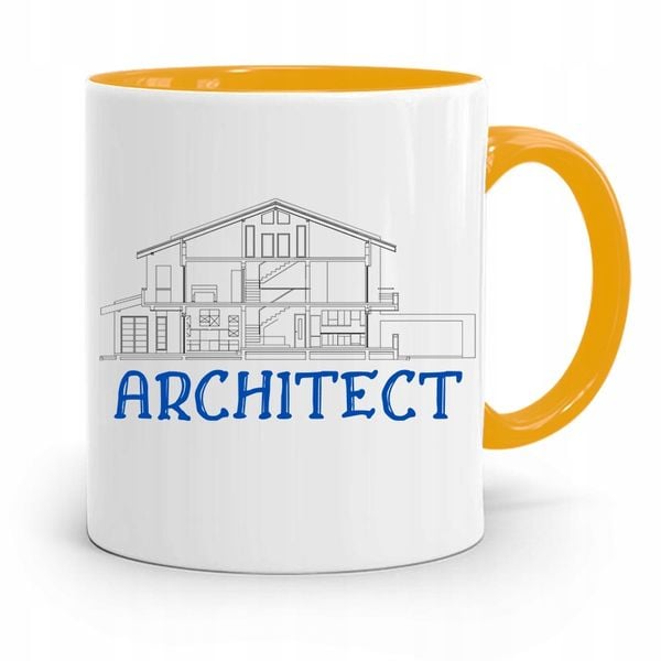 Kubek Żółty Architekta Architect Prezent Z Nadrukiem Ze Zdjęciem zdjęcie 1