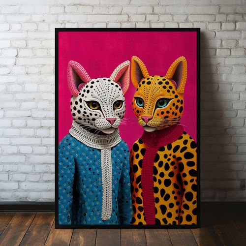 Plakat portret koty 50x70 cm w czarnej ramie na Arena.pl