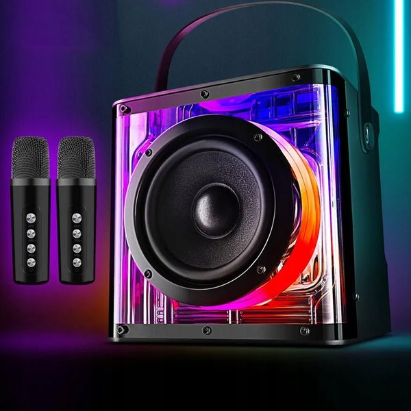 GŁOŚNIK BLUETOOTH Z MIKROFONEM KARAOKE MODE BT 5.4 USB LED MIKROFON 2X zdjęcie 4