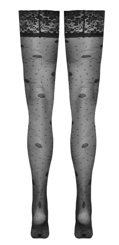 cottelli legwear pończochy czarne z koronką i kwiatowym wzorem 20 den na Arena.pl