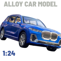 METALOWY MODEL SAMOCHODU BMW X7 NIEBIESKI 1:24 DŹWIĘK LED NAPĘD NA PREZENT