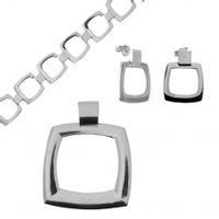 SREBRNY KOMPLET GŁADKI PROSTOKĄT SREBRO PRÓBY 925