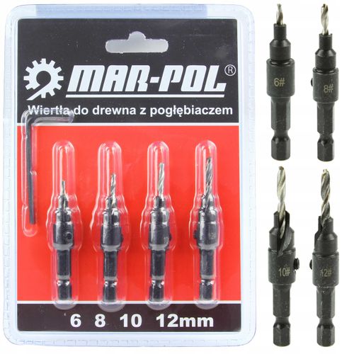 zestaw wierteł z pogłębiaczem 4pcs na Arena.pl