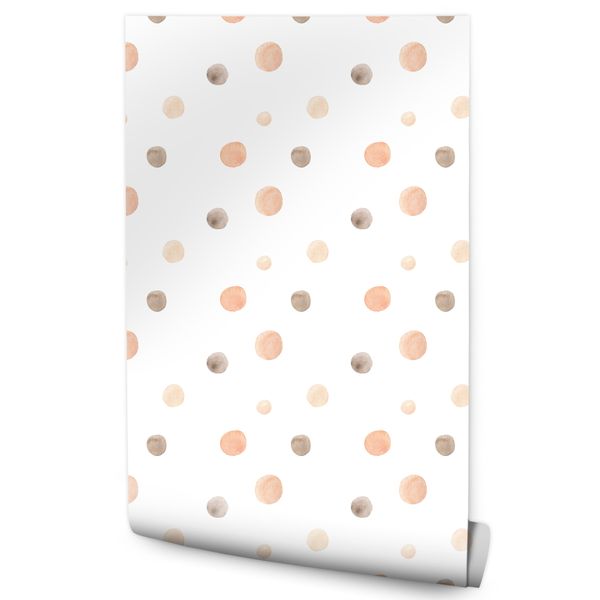 Tapeta Ścienna Dla Dzieci Akwarelowe GROSZKI Kropki Styl Boho zdjęcie 1