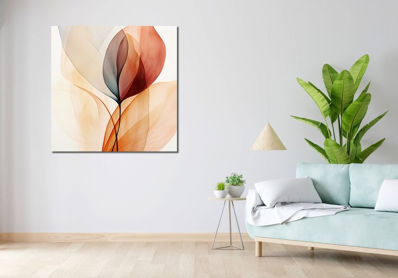 Obraz 100x100cm Eteryczne Liście zdjęcie 2