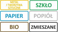 ZESTAW naklejki na kosze ŚMIECI ODPADY nalepki 25
