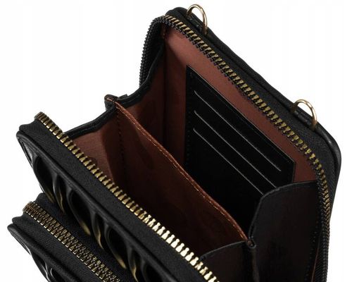 torebka-portfel ze skóry ekologicznej w czarnym kolorze z modnym na Arena.pl