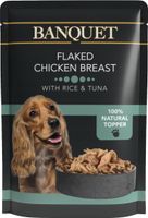 BANQUET KARMA UZUPEŁNIAJĄCA DLA PSÓW PŁATKI Z KURCZAKA RYŻ I TUŃCZYK 100 G
