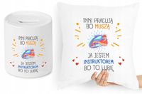 Dla Instruktora Zestaw Poduszka + Skarbonka Z Nadrukiem Ze Zdjęciem