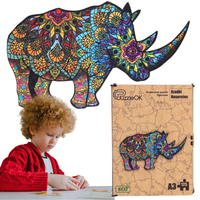 Puzzle Drewniane Eko 72 El. Rzadki Nosorożec A4 Puza4-01740