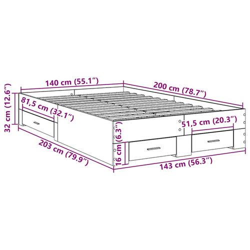 Ramka łóżka Brązowy 140 x 200 cm Materiał drewnopochodny na Arena.pl