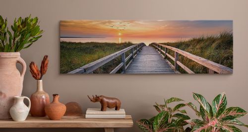 Obraz Na Płótnie Canvas MORZE Wydmy Pomost Zachód Słońca 145cm x 45cm na Arena.pl