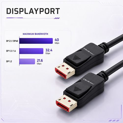 Qoltec Kabel DisplayPort 2.1 DP40 8K 0,5 m na Arena.pl