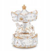 Karuzela Z Pozytywką Złoto Biała Z Końmi