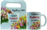 kubek w torebce babcia tulipany