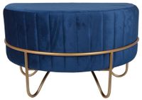 Puf półokrągły welurowy ciemno niebieski na złotym stelażu