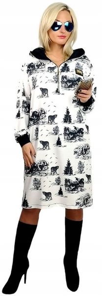 ORYGINALNA DAMSKA SPORTOWA SUKIENKA PROSTA TUBA Z KAPTUREM 48 50 52 UNI zdjęcie 2