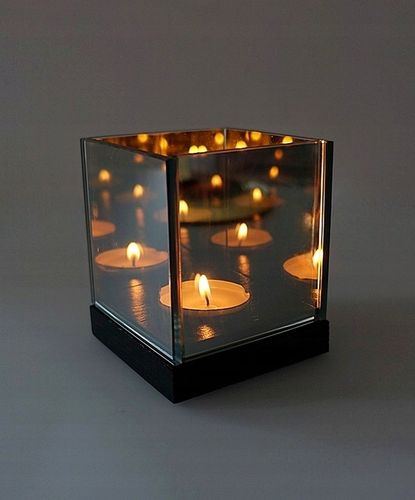 Świecznik magiczny z lustra 3D iluzja nieskończoność pojedynczy czarny na Arena.pl