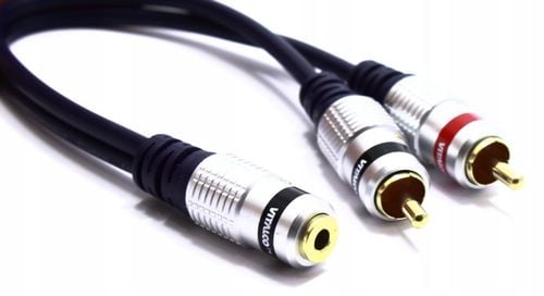 ADAPTER PRZEJŚCIÓWKA AUX GNIAZDO JACK 3,5 STEREO 2X WTYK RCA CINCH na Arena.pl
