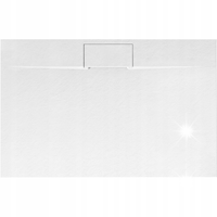 BRODZIK PRYSZNICOWY BIAŁY 100x80 KOMPOZYTOWY NISKI BAZALT LONG WHITE PŁASKI