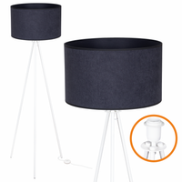 Lampa Stojąca Trigni Biała - Skandynawski Design Antracyt SOFT abażur