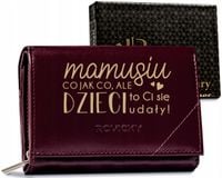 Portfel skórzany PIĘKNY PREZENT na Dzień Mamy TWÓJ NAPIS w pudełku GRAWER