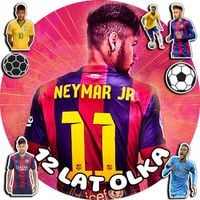 OPŁATEK NA TORT 20CM - PIŁKA NOŻNA NEYMAR + IMIĘ + ! 15CM 18CM