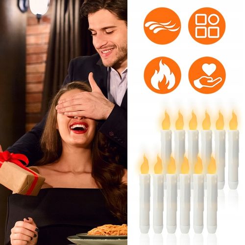 12szt Lewitujące Świece Led Z Pilotem Zdalnego Sterowania Świece Na Baterie na Arena.pl