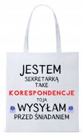Dla Sekretarki Na Prezent Torba Eco Biała Shopper Z Nadrukiem Ze Zdjęciem