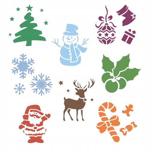 SZABLONY do Rysowania Malowania dla Dzieci ZESTAW 8 szt Boże Narodzenie na Arena.pl