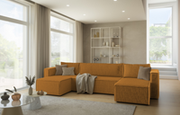 Żółty Narożnik z Funkcją Spania 312x150 cm INEAL U IT - Różne Kolory