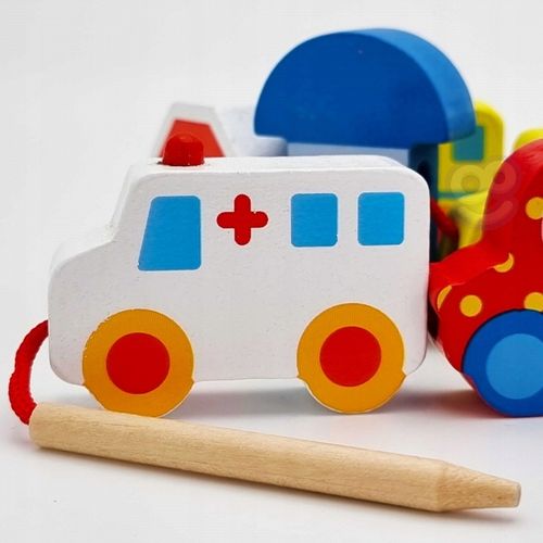 Drewniane Klocki do Nawlekania Pojazdy auta 13 el. na Arena.pl