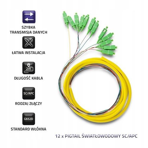 12 x Pigtail SC/APC Singlemode G652D 2m na Arena.pl