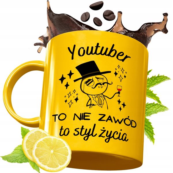 Złoty Kubek Premium Dla Youtubera Prezent Z Nadrukiem Ze Zdjęciem zdjęcie 1