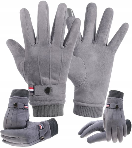 Rękawiczki Zamszowe Dotykowe Zimowe Ciepłe Męskie zdjęcie 1