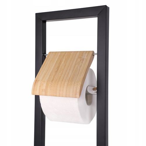 Stojak na papier toaletowy z uchwytem i szczotką do wc czarny bambus na Arena.pl