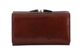 Portfel damski klasyczny skórzany - Brązowy