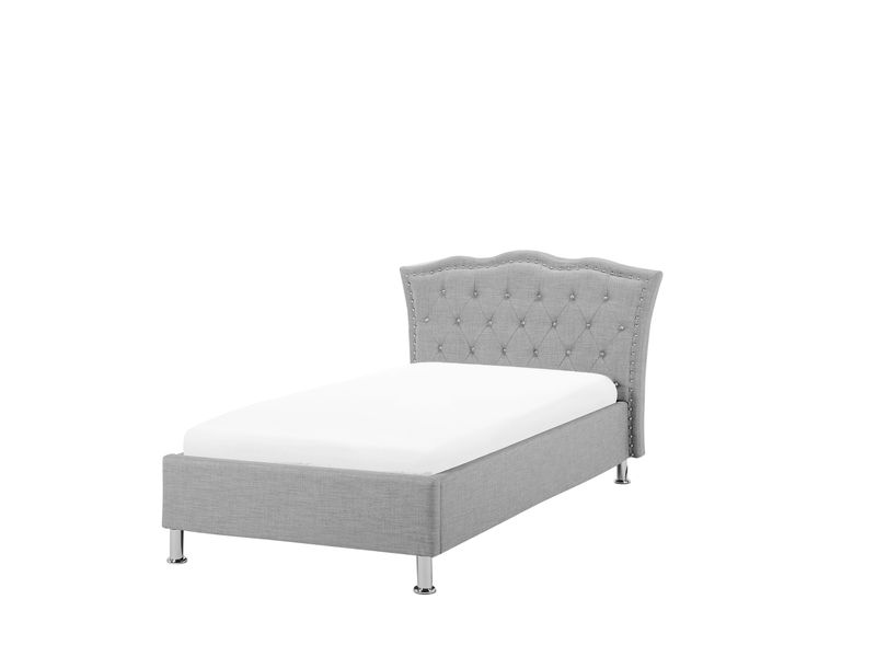 Łóżko z pojemnikiem tapicerowane 90 x 200 cm szare METZ zdjęcie 3