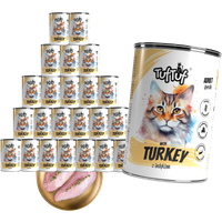 MOKRA KARMA DLA KOTA TufTuf  Puszka mielonka z indykiem ZESTAW 24x400g