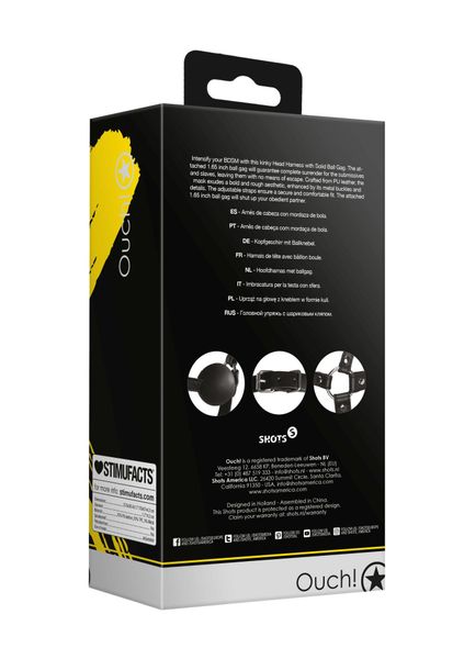 Head Harness With Solid Ball Gag - Black zdjęcie 3