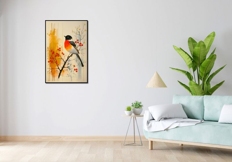 Plakat 61x90,5cm Jesienny Rudzik zdjęcie 4