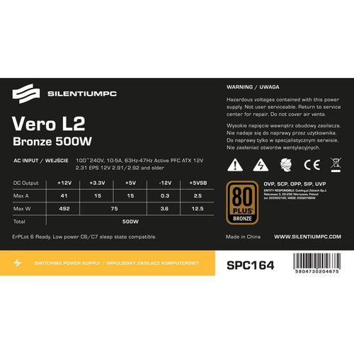 SilentiumPC Vero L2 500W 80Plus Bronze na Arena.pl