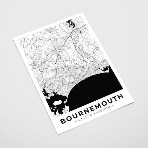 Plakat mapa plan miasta Bournemouth 50x70 cm na Arena.pl